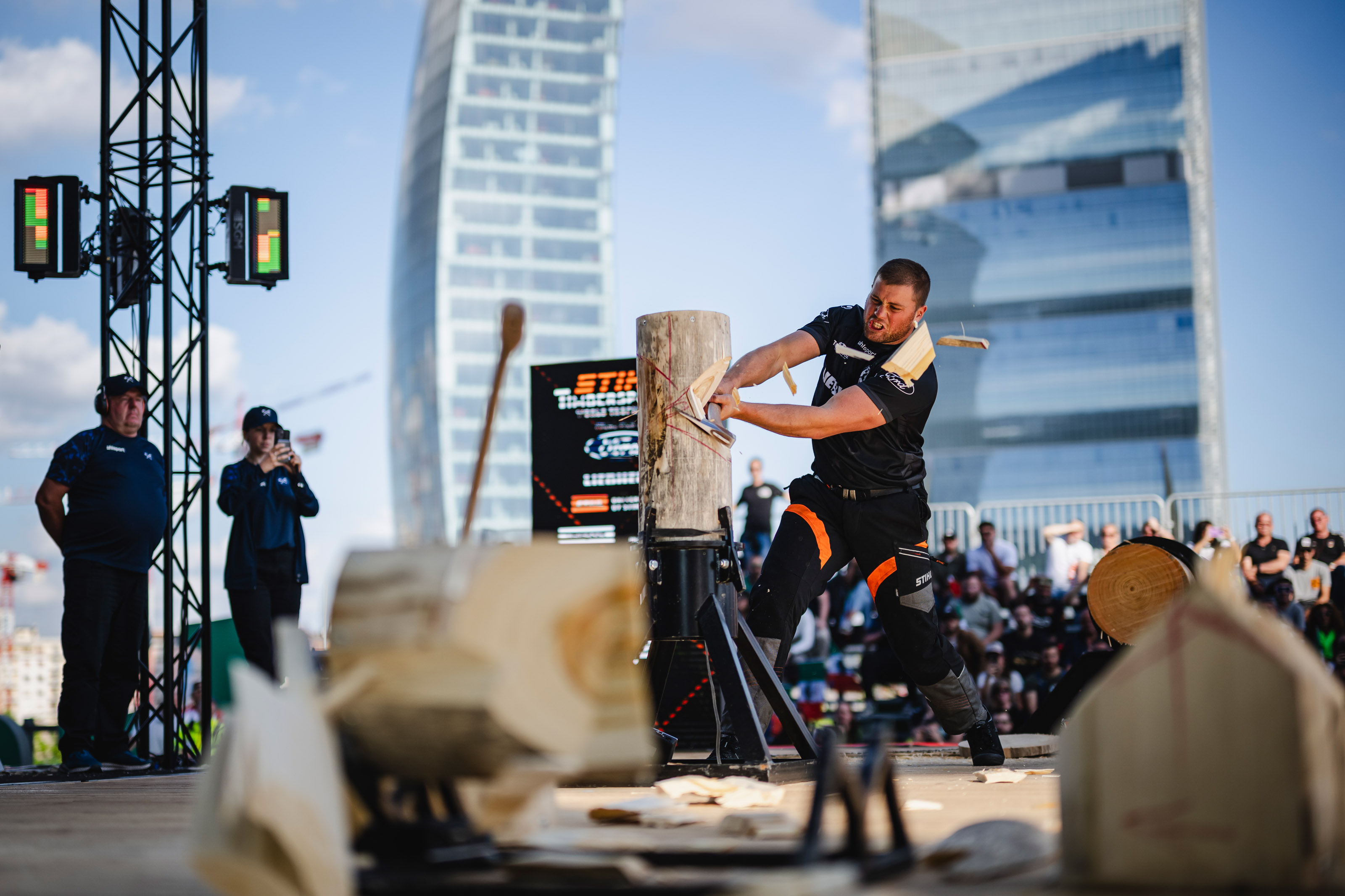 The reigning New Zealand champion Jack Jordan on the Standing Block Chop. 